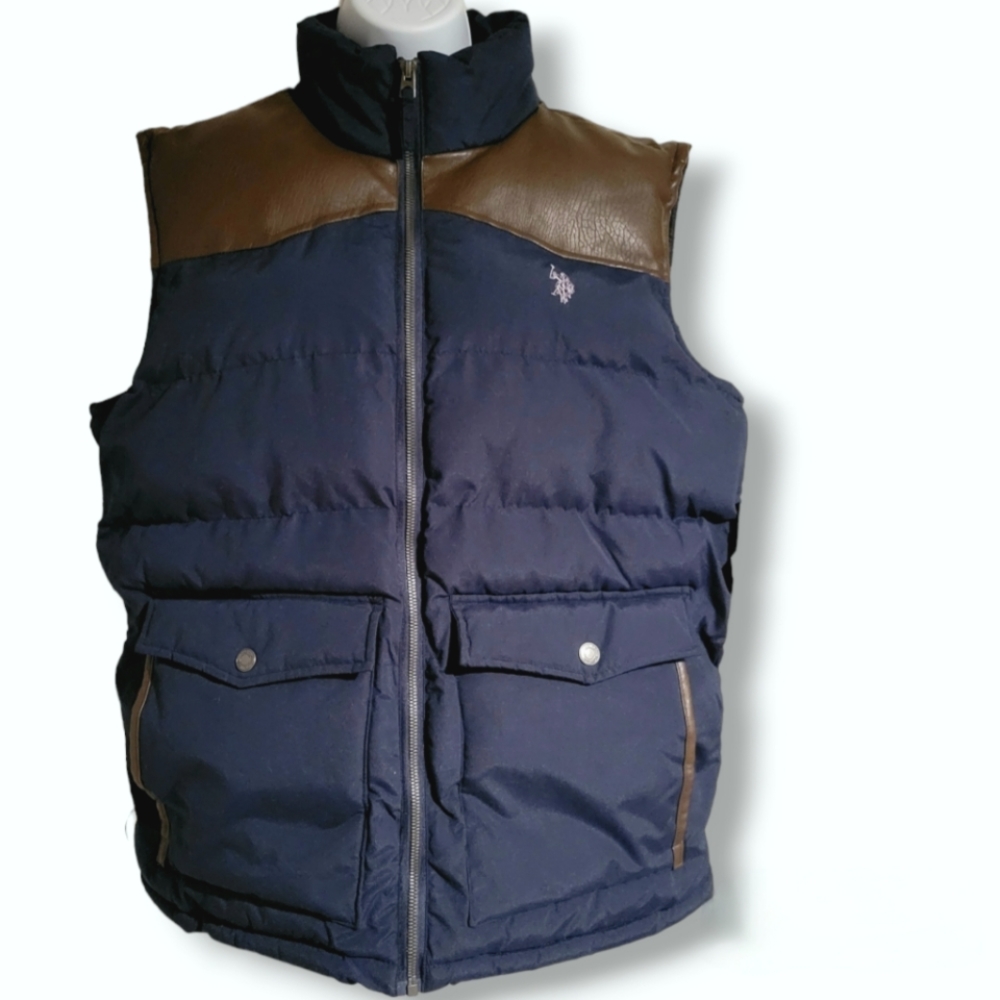 U.S. Polo Assn. Mens Puffer Vest Size S Womens M/L Unisex Puffer Vest Navy - Picture 4 of 13